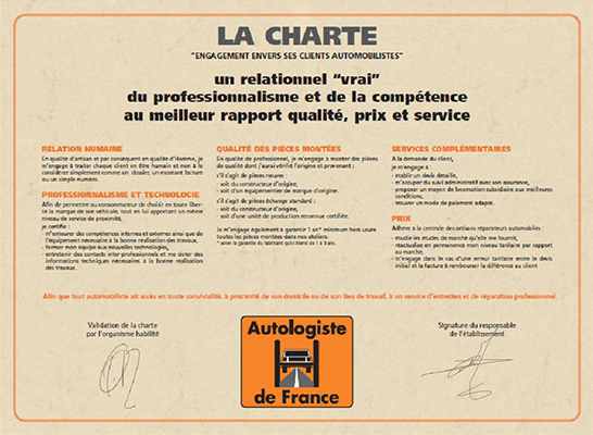 Autologiste de France - Charte